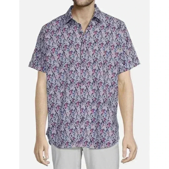 Robert Graham Men's Short Sleeve Butcher Linen Shirt Blend Small NEW 694 - Picture 1 of 3